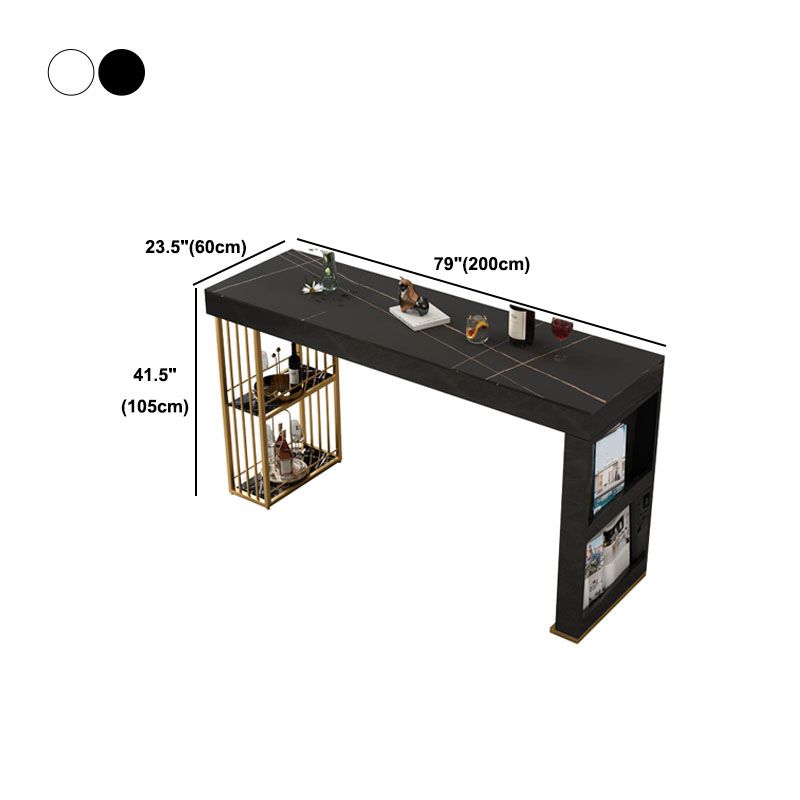 Glam Style Stone Bar Table Rectangle Bar-Height Bistro Pub Table