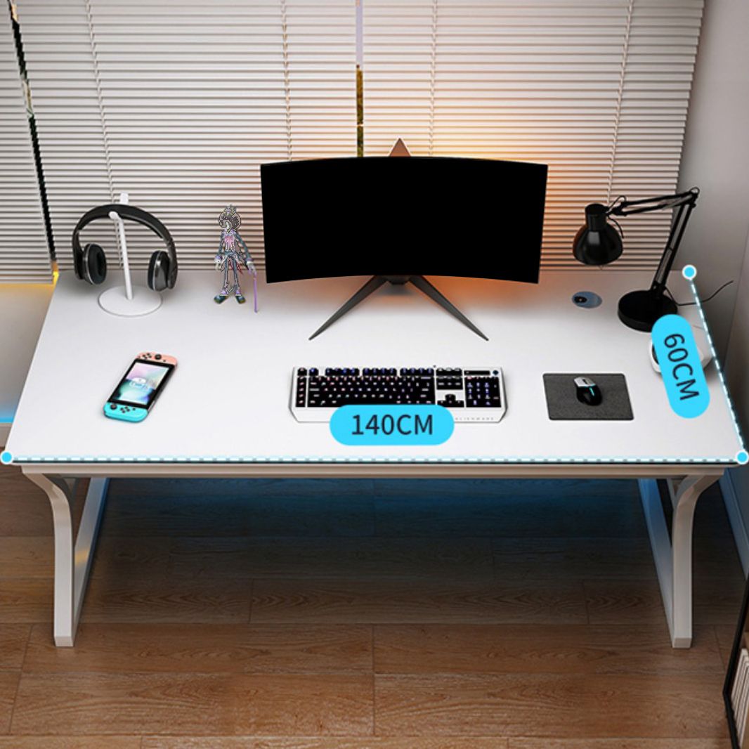 Wood Computer Desk Cable Management Rectangular Computer Desk with Shelf