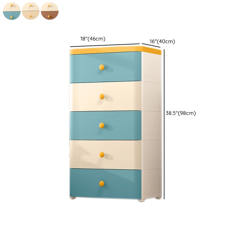 Nordic Vertical Kids Nightstand Plastic Nursery Dresser with 5 Drawers for Home