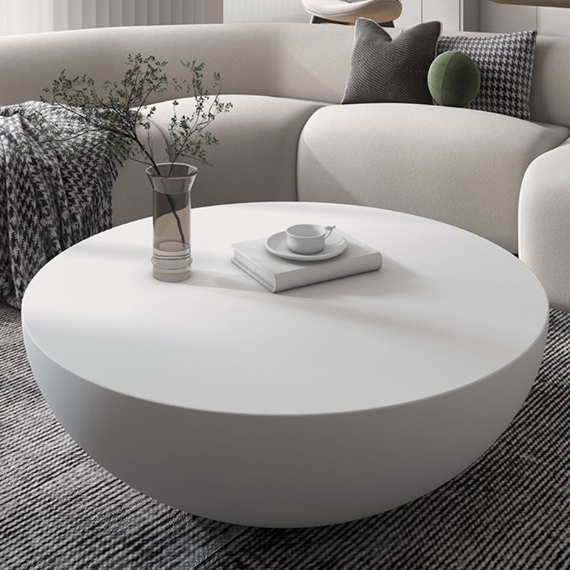 Modern Concrete Black Cocktail Table Round Coffee Table - White