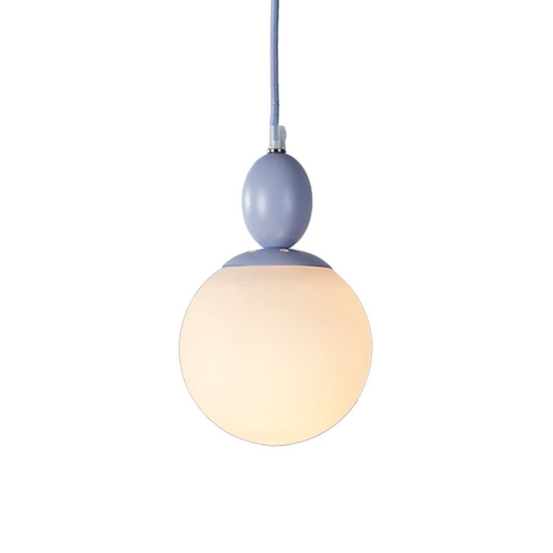 Pendulum White Glass Pendant Lighting Post-Modern 1 Light Grey/Blue/Green Hanging Lamp Fixture