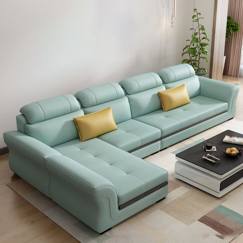 Flared Arms 4-Seater Sectional with Pillow Back Cushions for Apartment