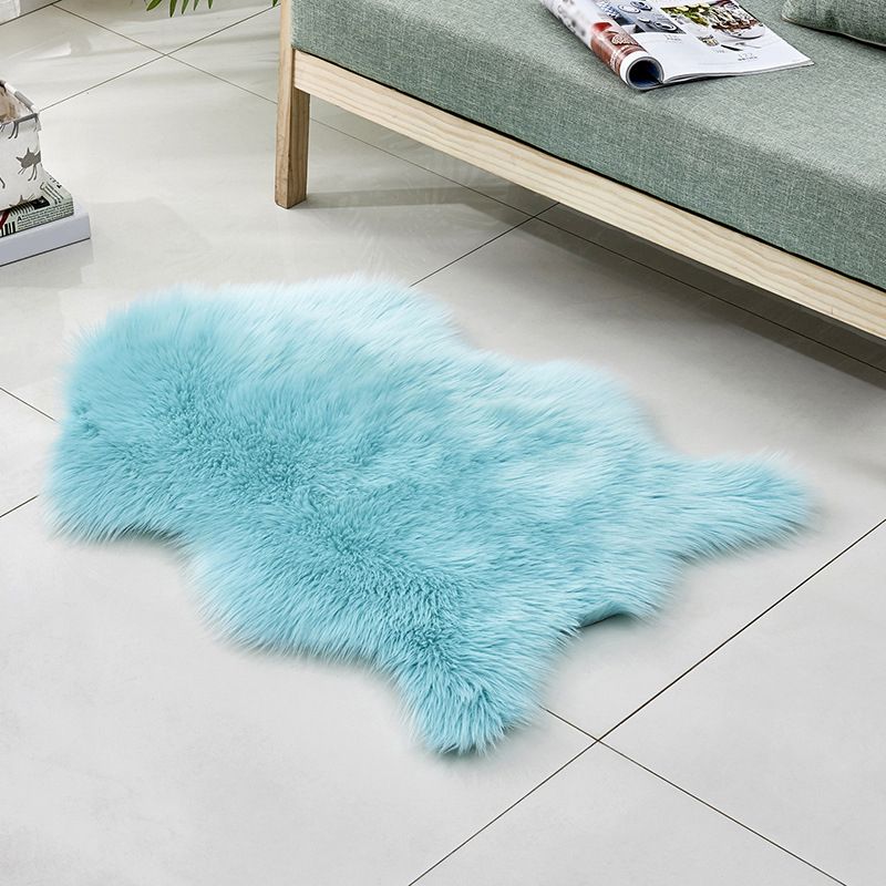 Multicolor Solid Foot Rug Artificial Wool Comfort Rug Pet Friendly Anti-Slip Backing Stain Resistant Carpet for Bedroom