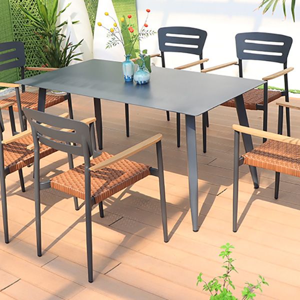 Contemporary Water Resistant Patio Table Metal Dining Table with UV Resistant