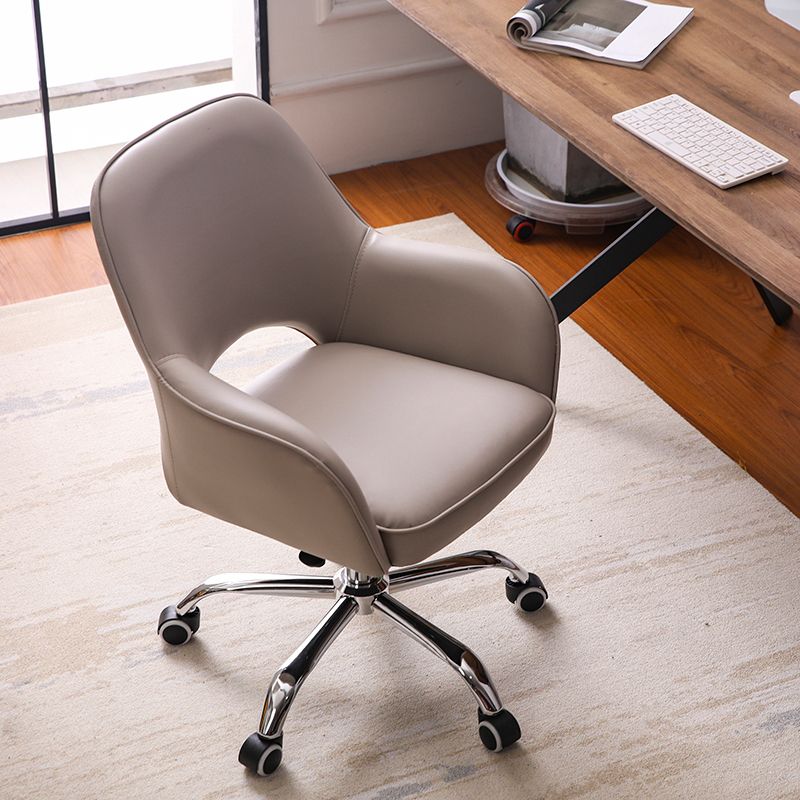 Armless Office Chair Leather Distressing Ergonomic Desk Chair with Wheels