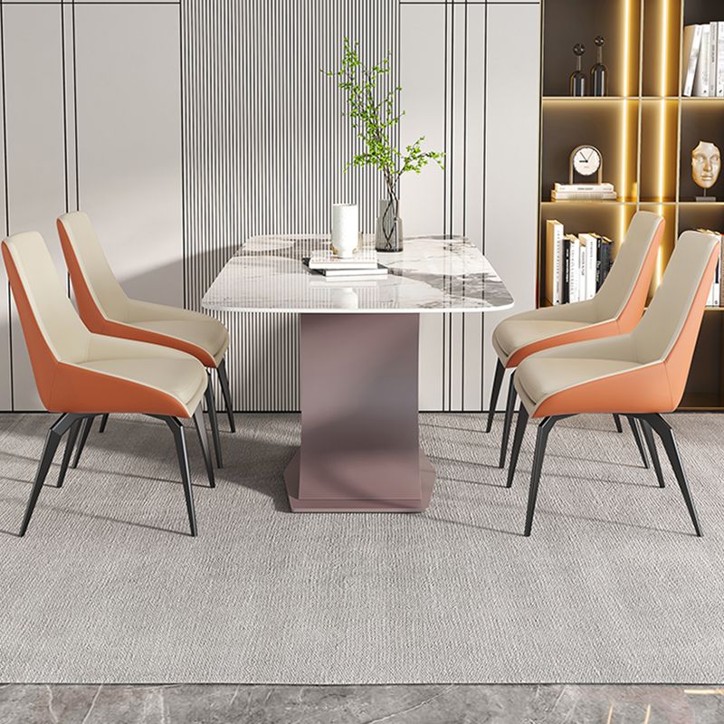 Modern Dining Chair Armless Chairs with Metal Legs for Kitchen