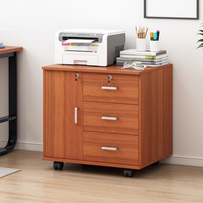 Modern Lateral File Cabinet Wood Locking Storage Filing Cabinet with Wheels