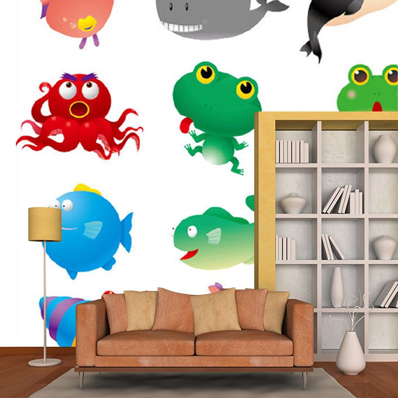 Colorful Sea Life Wall Murals Stain-Resistant Wall Decoration for Childrens Bedroom