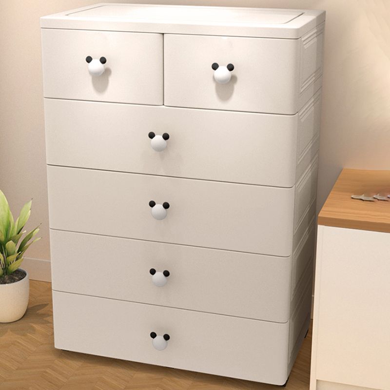 Scandinavian Kids Nightstand Plastic Chest Nursery Dresser with 6 Drawers