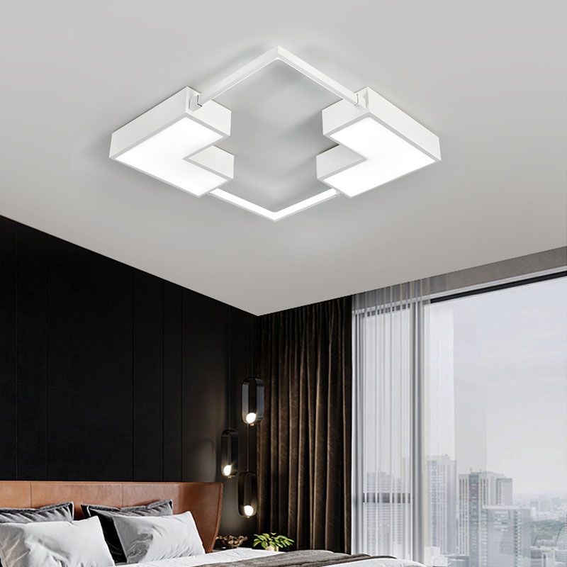 Metal Square LED Ceiling Fixture in Modern Style Acrylic Flush Mount for Bedroom