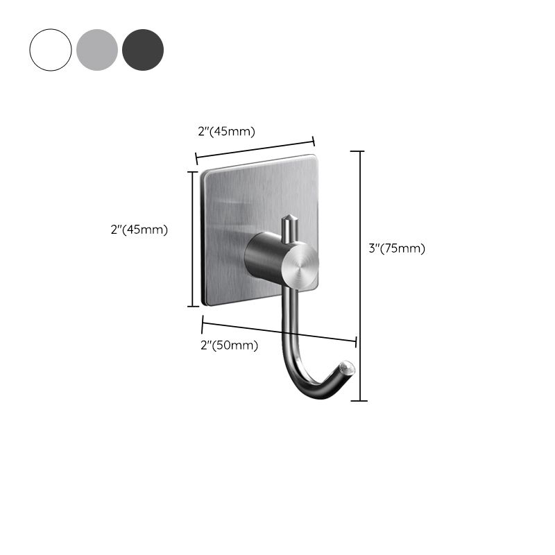 Minimalistic Bathroom Accessory Set Modern Matte Grey Robe Hooks