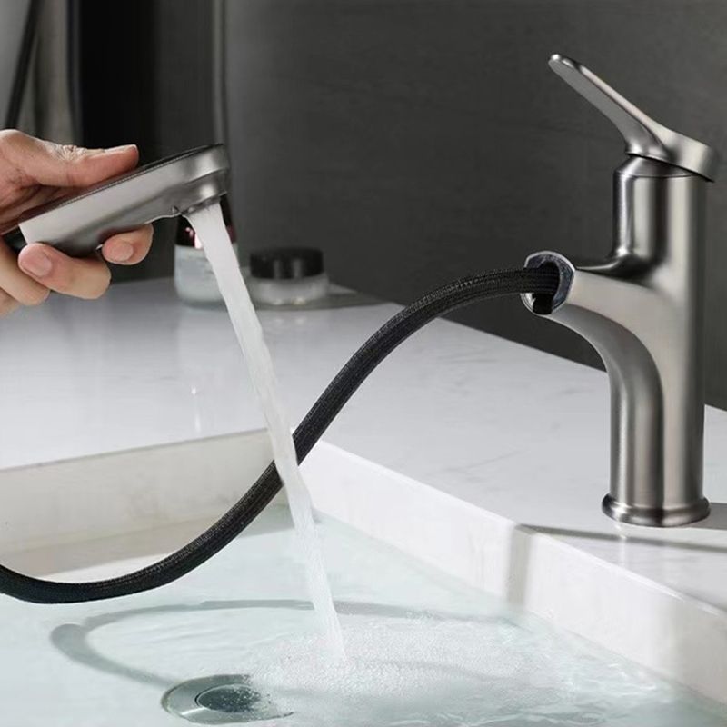 Modern Style Vessel Sink Faucet Single-handle Low Arc Retractable Copper Vessel Faucet