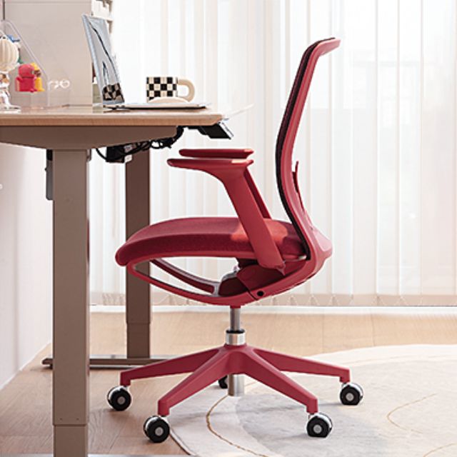 Contemporary Swivel Task Chair Fixed Arms Desk Chair for Office