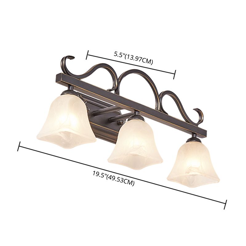 Traditional Bell Shaped Sconce Light Fixture Glass Wall Mounted Lighting in Black