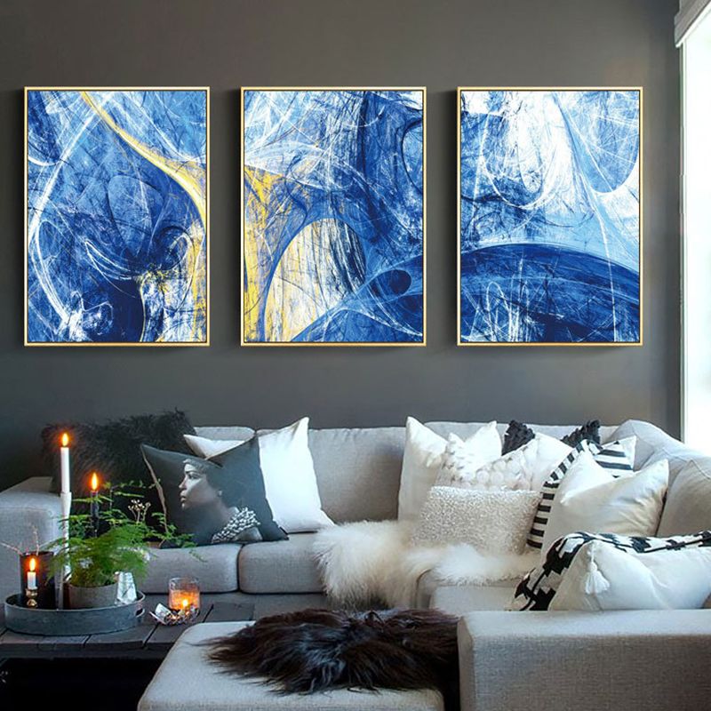 Modern Style Canvas Blue Abstract Pattern Wall Art Decor, Multiple Sizes Options