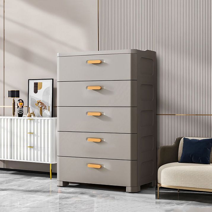 Contemporary Vertical Plastic Nursery Dresser in Gray/White for Bedroom