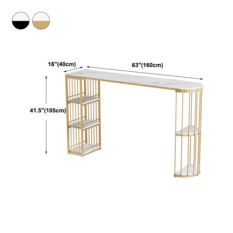 Luxurious Bar Table 42-inch Height White Stone Top and Iron Base Bistro Table