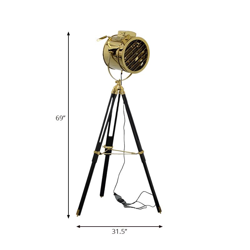 Zylinder Metallschattenbodenbeleuchtung mit Stativdesign Industrial 1 helle innerne rotierbare stehende Lampe in Schwarz