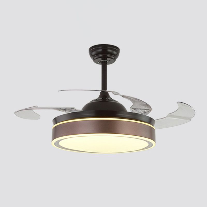 Acryl Round 4 Blades Hangdoekventilator Verlampte Moderne LED Semi Flush voor slaapkamer, 20 "breed