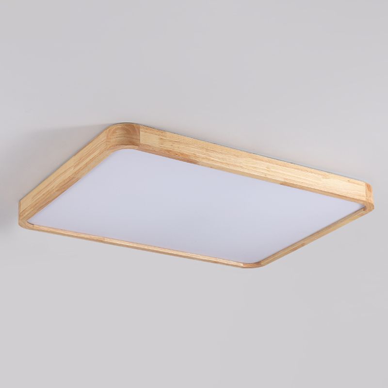 LED Modern Wood Flush Mount Geometric Shape Ceiling Light with Acrylic Shade for Study