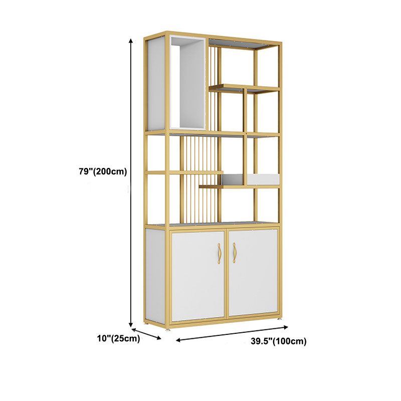 Contemporary Metal Bookshelf Open Shelf Bookcase with Cabinets