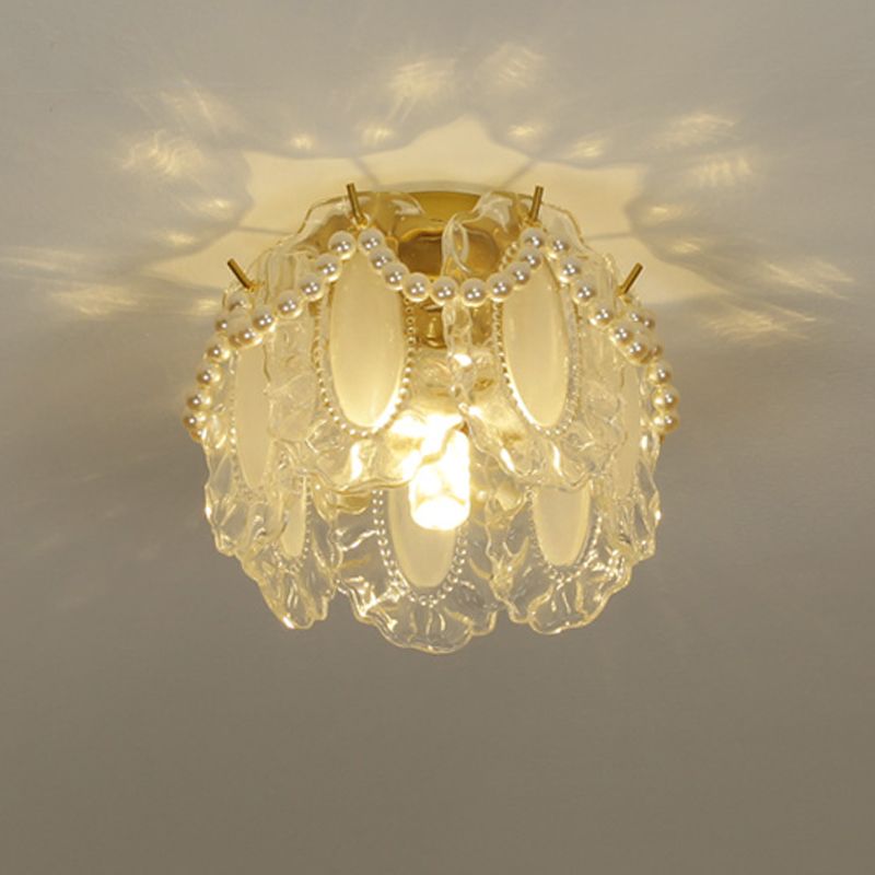 Modern Simple 1-Light Ceiling Lamp Glass Shade Ceiling Light for Living Room