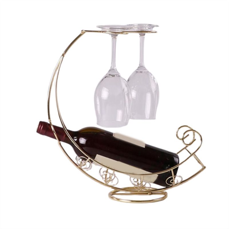 Modern Metal Wine Bottle Rack Countertop Bottle Holder for Living Room