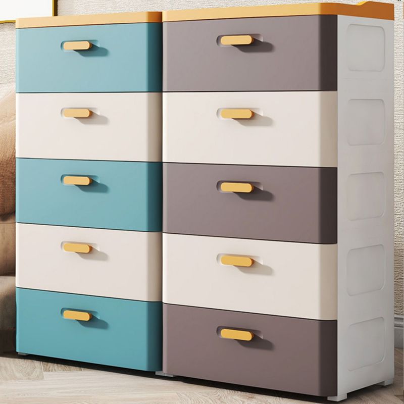 Contemporary Kids Nightstand Plastic Nursery Dresser with Drawers