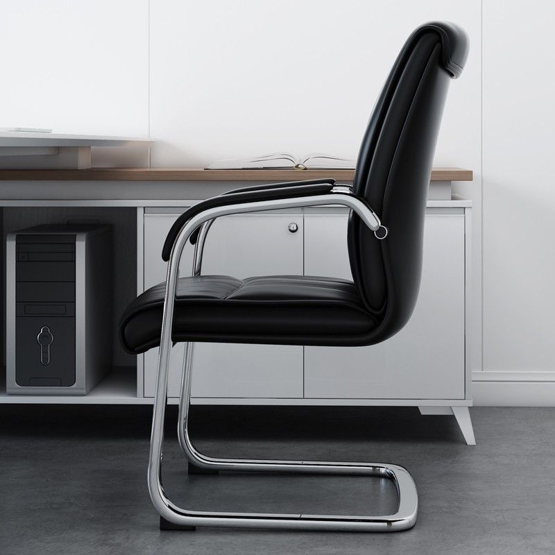 Contemporary Computer Chair Faux Leather Padded Arms Office Chair