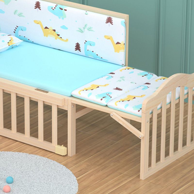 Scandinavian Animal Pattern Baby Crib Wooden Arched Crib with Casters