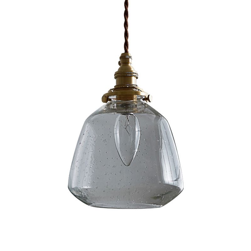 Tapered Bubbled Glass Hanging Light Simplicity 1 Bulb Restaurant Pendant Light Fixture