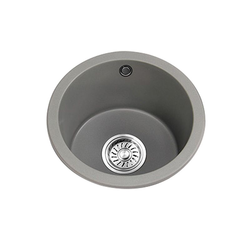 Single Bowl Kitchen Sink Granite Round Sink with Basket Strainer