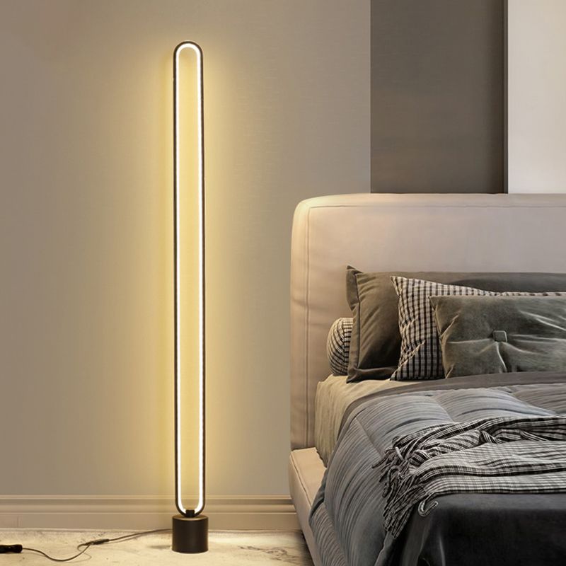 Minimalist Halo Floor Light Metal Living Room LED Standing Floor Lamp with Acrylic Shade