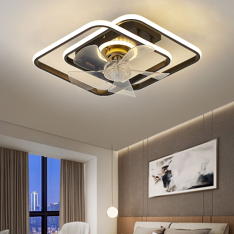 3-Lights Modern LED Fan Light Metal Geometric Flush Mount Light for Living Room