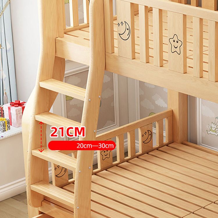 Gender Neutral Kids Bed No Theme Natural Solid Wood Bunk Bed with Mattress