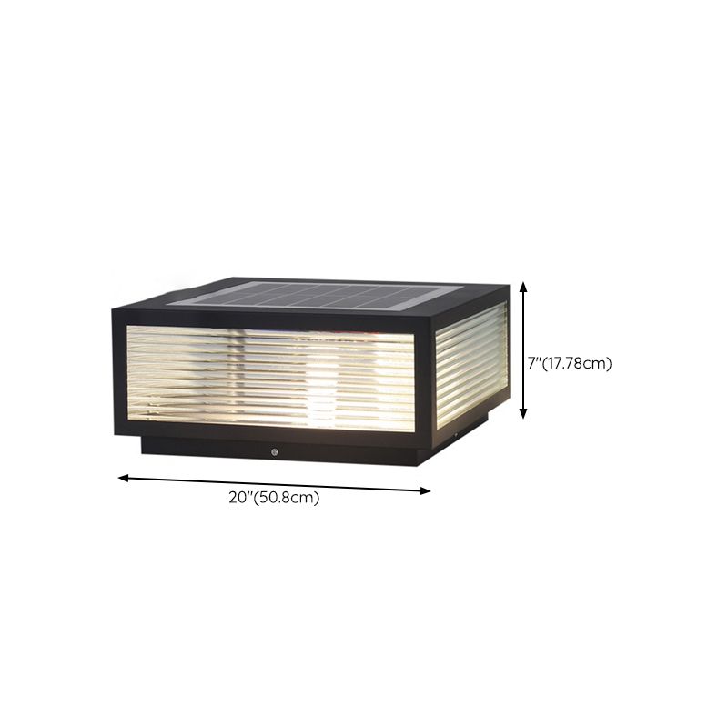 Modern Simple LED Pillar Lamp Glass Shade Solar Light for Backyard