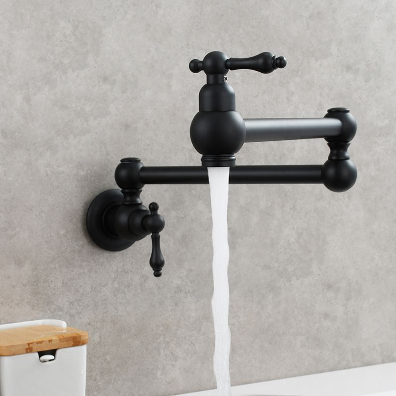 Modern Double Handles One Handle Wall Mounted Pot Filler Low Arc Profile Filler