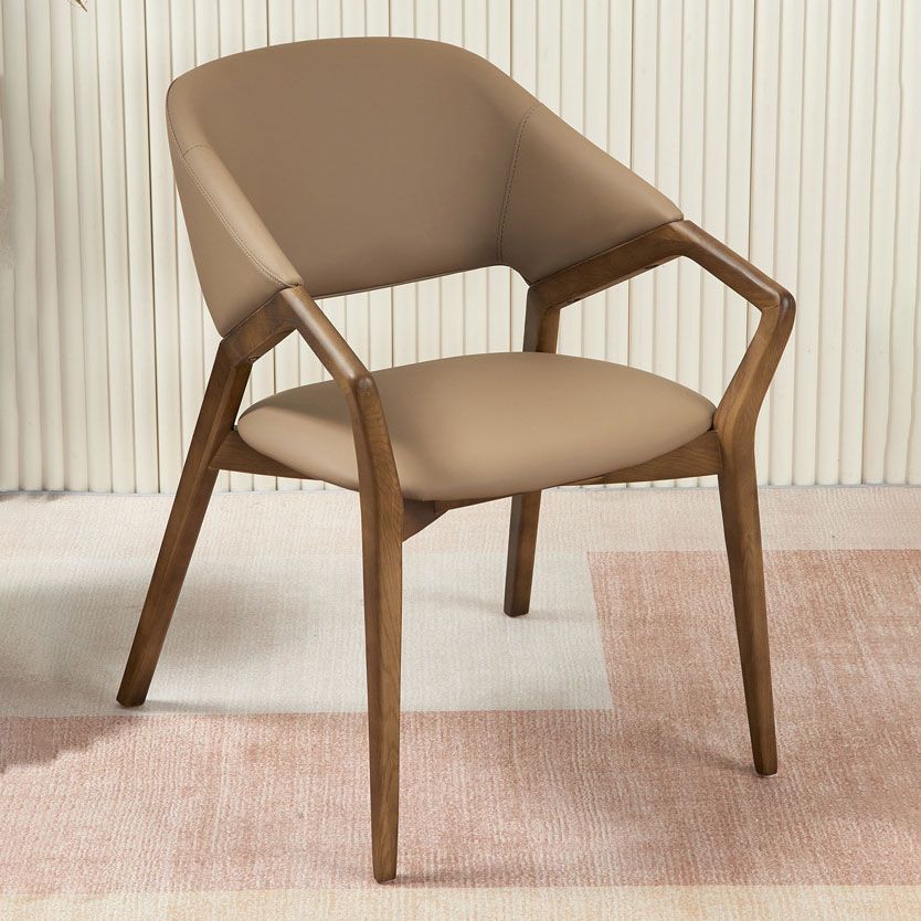 Contemporary Wood Dining Chairs Open Back Dining Side Chair for Home Use