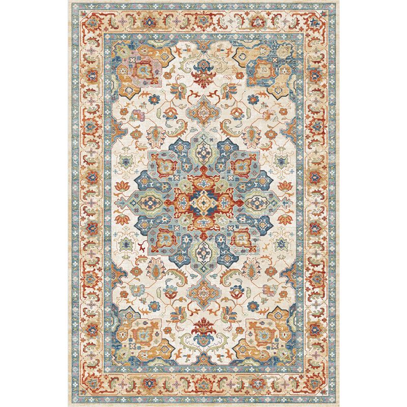 Riguge traditionnel Riguge classique à imprimé fleur tapis résistant aux taches en polyester pour la décoration de la maison