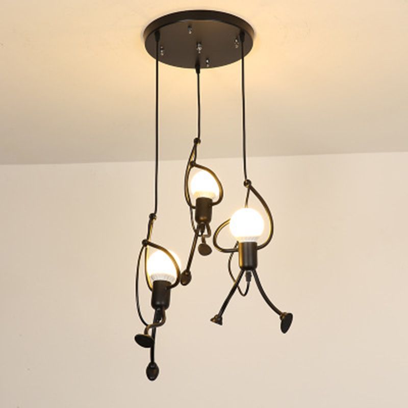 Pendant Lighting Fixture Industrial Living Room Pendant Ceiling Light with Unique Metal Shade in Black