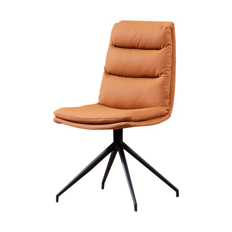 Minimalist Style Armless Solid Back Chair for Home Faux Leather Side Chair