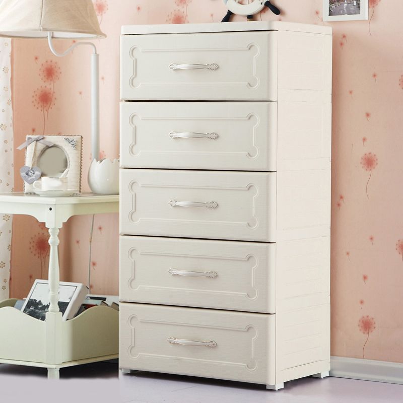 Plastic Vertical Kids Nightstand Contemporary Nursery Dresser for Home