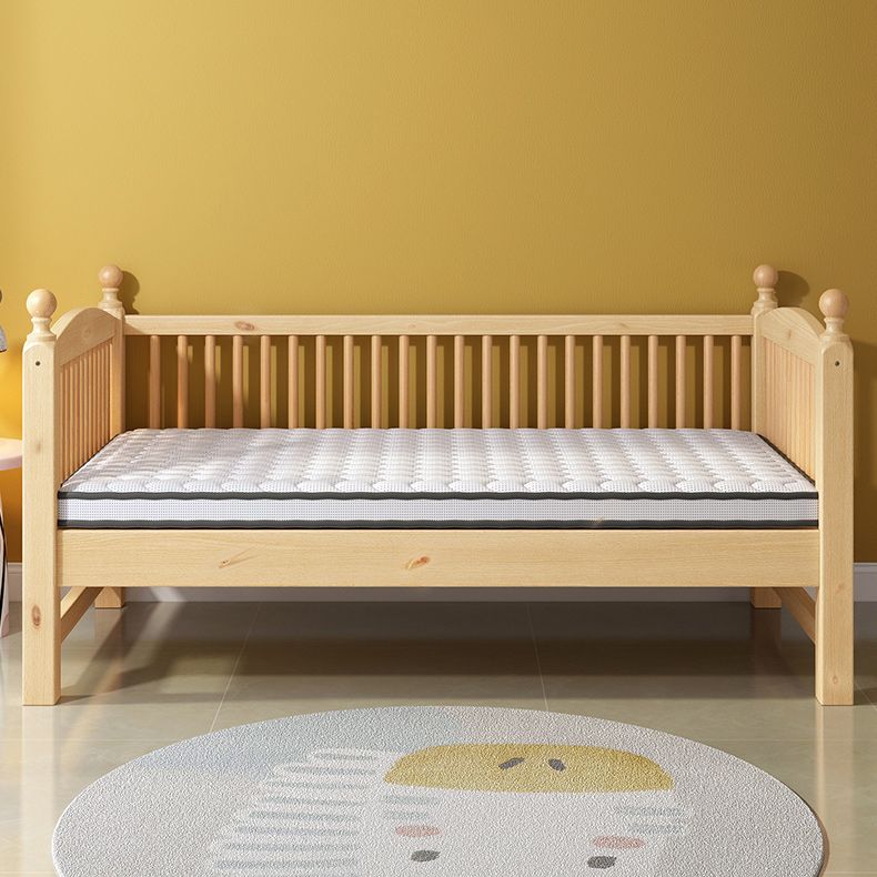 Light Wood Baby Crib Standard Pine Nursery Bed with Guardrail