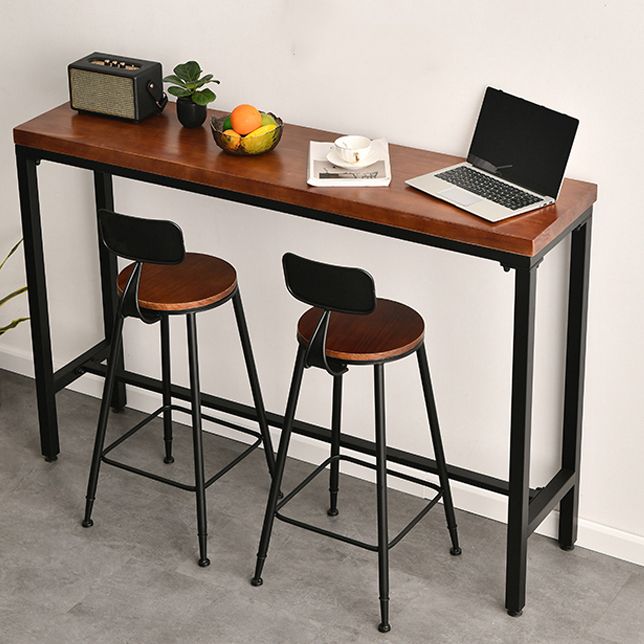 Brown Modern Style Table Solid Wood and Iron Breakroom Bar Table