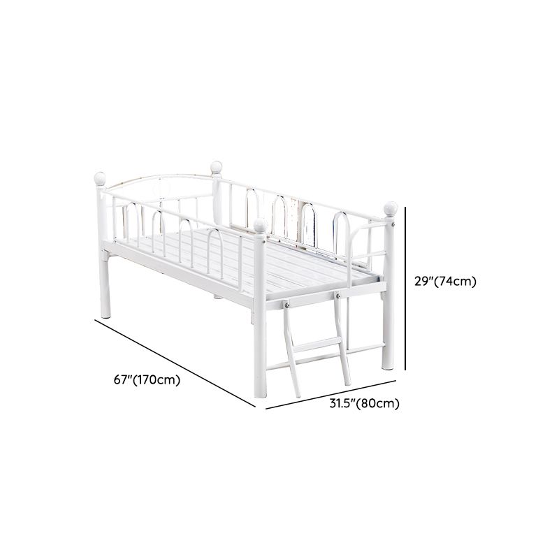 Open Frame Metal Bed Contemporary White Standard Bed with Guardrails