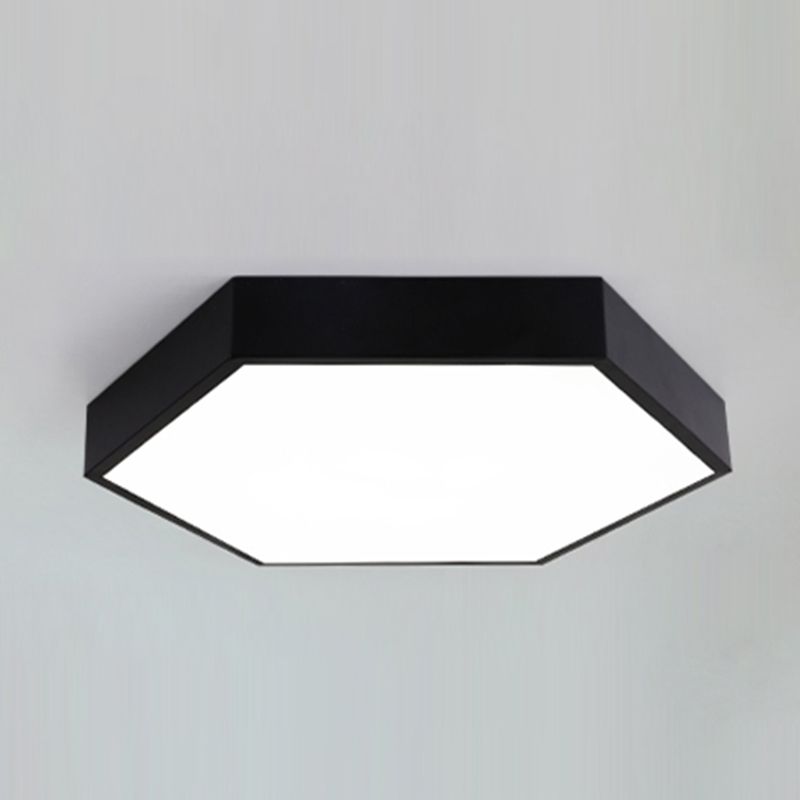 Modern Creative Hexagon LED Massimale Light Lacquered Iron Macaron Flush Mount with Acrylic Shade