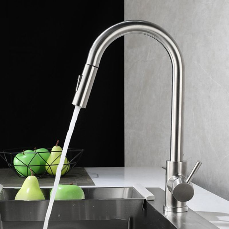 Pull Down Sprayer Bar Kitchen 1-Hole Kitchen Faucet with Supply Lines