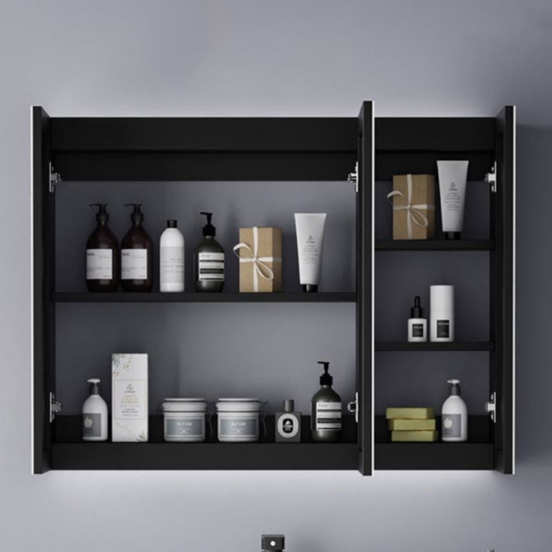 Contemporary Bathroom Sink Cabinet Wall-Mounted Mirror Cabinet Vanity Cabinet in Black