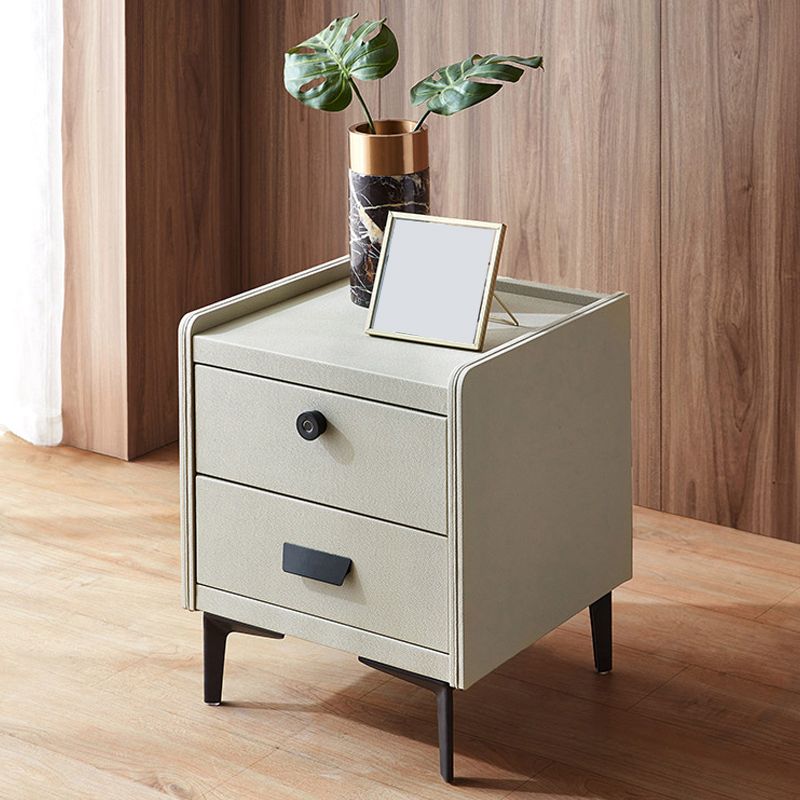 Wood and Stone Bedside Cabinet Modern Drawers Included Night Table Drawer Storage