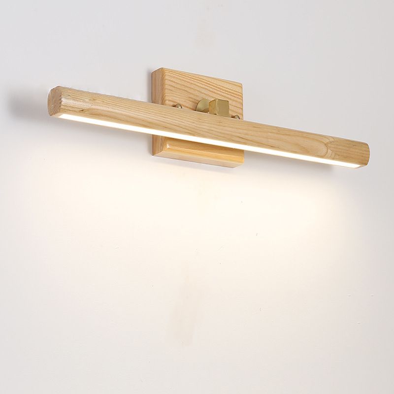 Simplicidad Mirror LED de madera Luz moderno Distondea de pared de tiras largas en beige